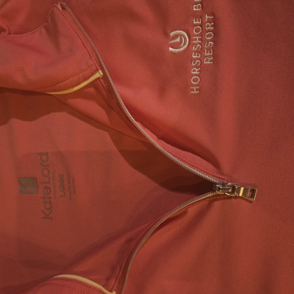 Pink Zippered Long Sleeve Polo Sweatshirt
